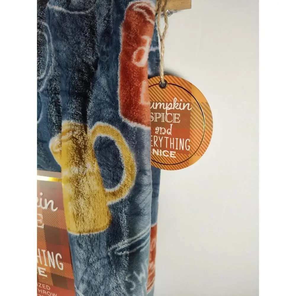 Pumpkin Spice & Everything Nice 50 X 70 Fall Weather Plush Throw Blanket NEW